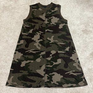 ATM ANTHONY THOMAS MELILLO Camo Print Slub Jersey Tank Dress Jungle Camo Large